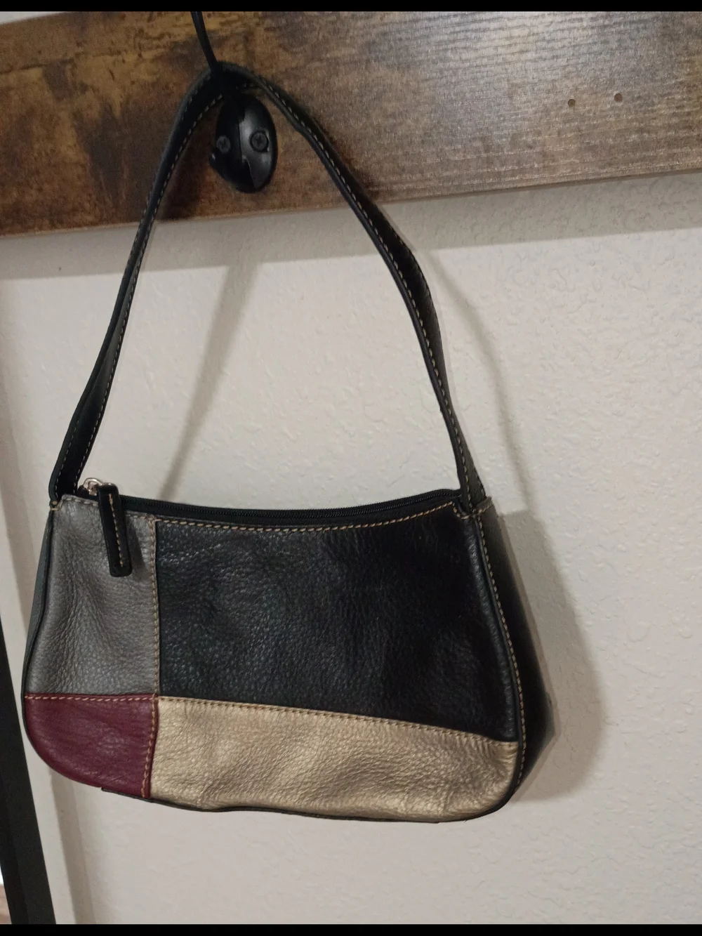 VingageThe Sak Multicolor Patchwork Shoulder Bag in Black, Gold, Gray & Burgundy